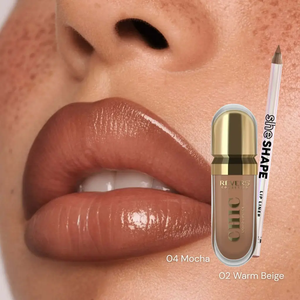 Σετ κραγιόν Chic 04 Mocha και lip liner 02 Warm Beige