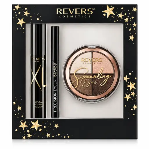 REVERS ΓΥΝΑΙΚΕΙΟ ΣΕΤ ΔΩΡΟΥ SMOKE EYE SHADOW PALETTE set +MASCARA XL MAXIMUM VOLUME & LENGTH 10ml+ eye pencil REVERS Quick Liner Χρυσό